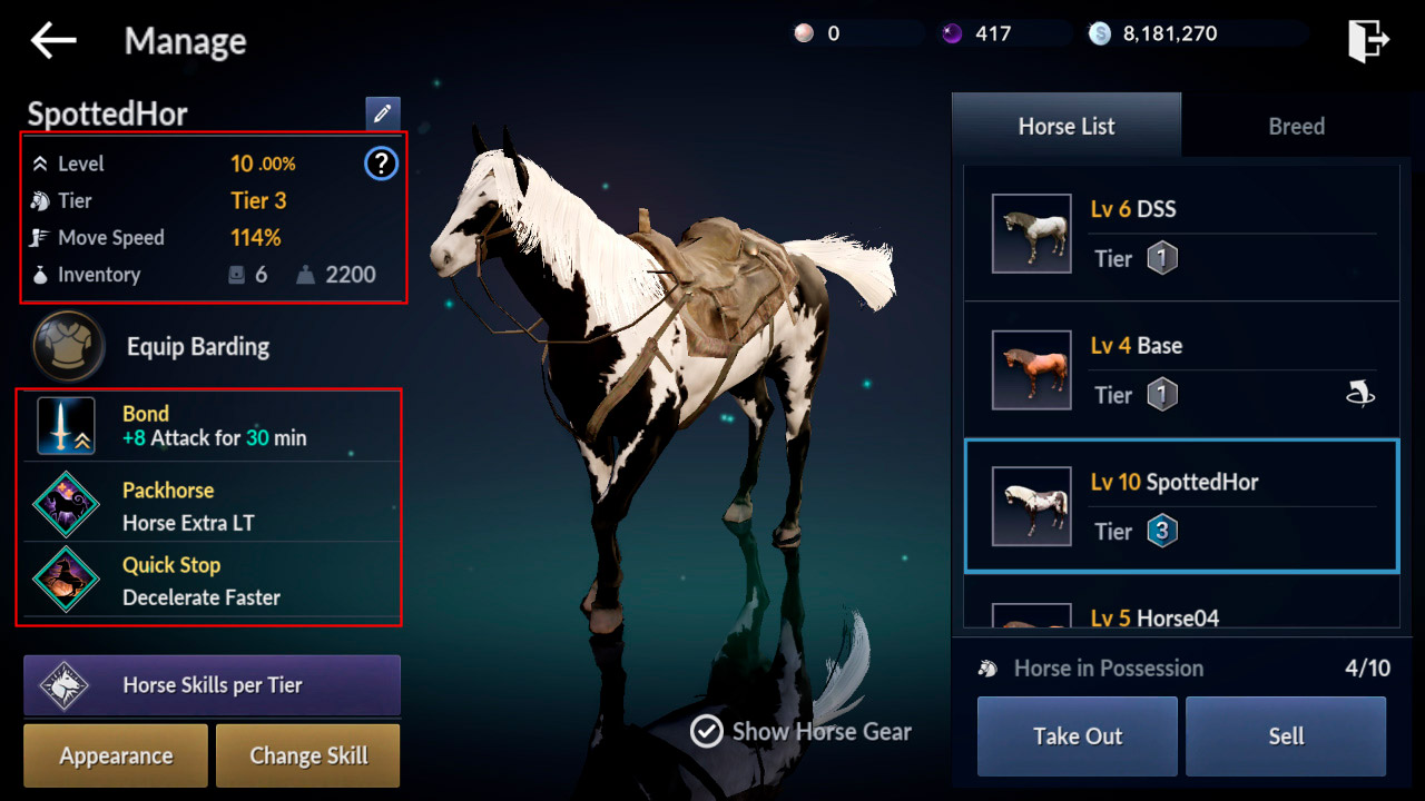 Horse Skills and Buffs